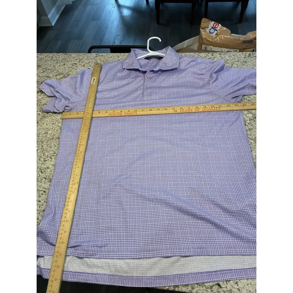 Polo Golf Ralph Lauren Men's Plaid Performance Polo Shirt Purple white Size Lg